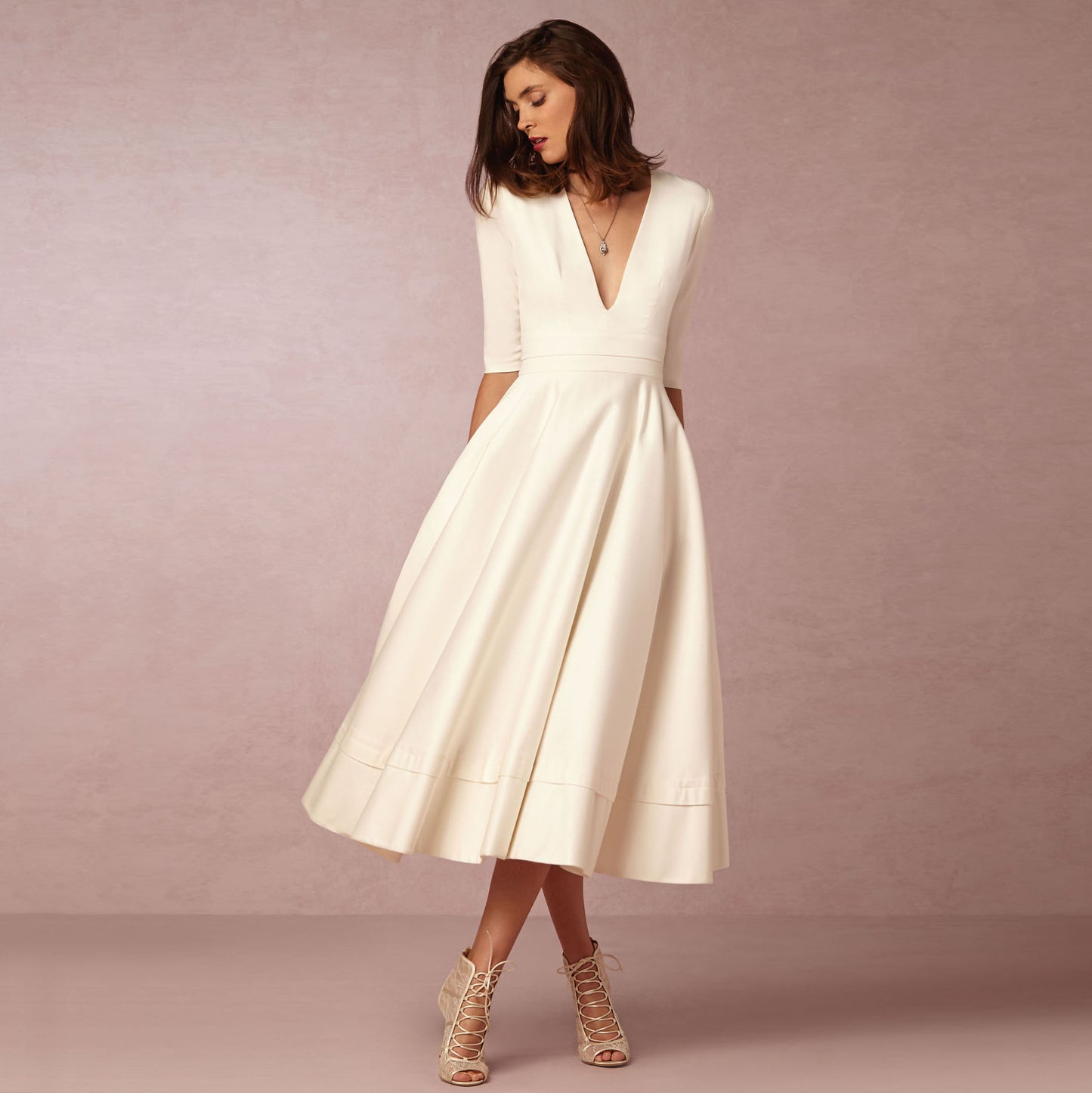 Amelie Evening Dress Sexy Deep V Mid-sleeve